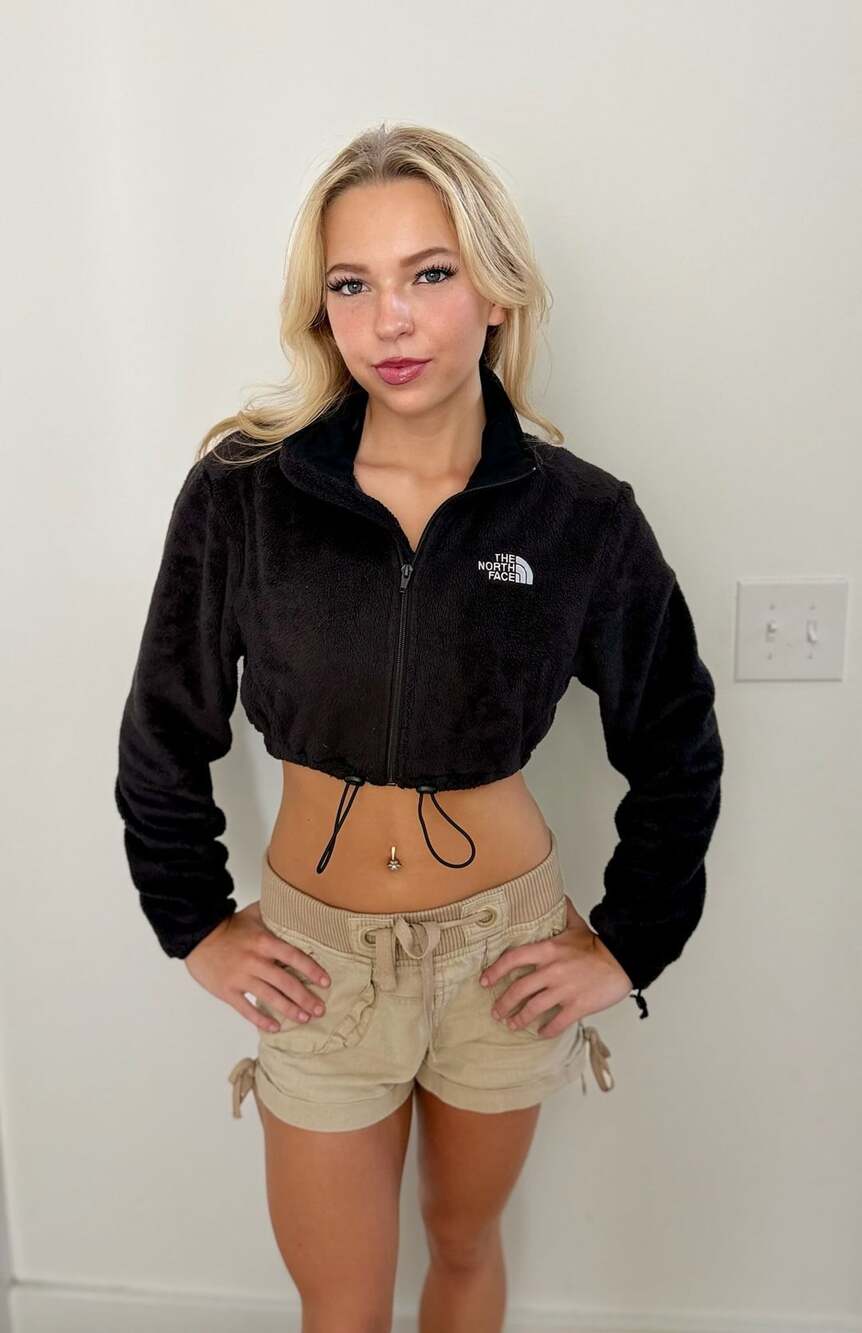 The North Face Black Crop Fleece Jacket with Drawstring